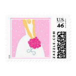 Bride with Pink Flowers Postage Stamp - I
