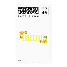 Bride yellow postage stamps