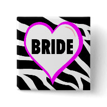 Bride  Zebra Stripes Pinback Button