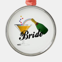 Brides Champagne Toast Christmas Tree Ornaments
