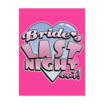 Bride's Last Night Out Bachelorette Party postcards