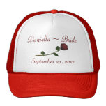 Bride's Name/Wedding Date - Red Long Stemmed Rose Trucker Hat