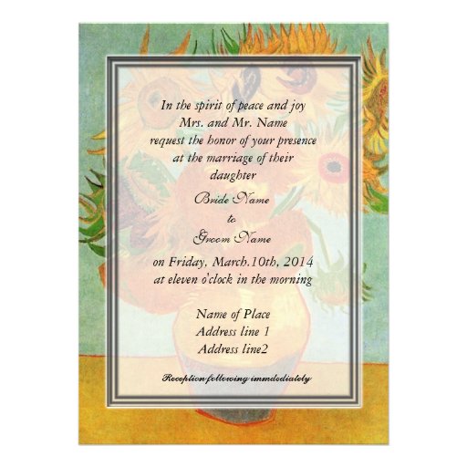 bride's parents invitation, van Gogh sunflowers