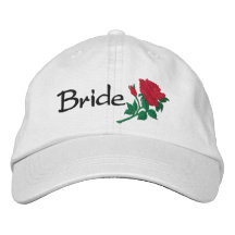 Bride's Red Rose Embroidered Wedding Cap Embroidered Hat
