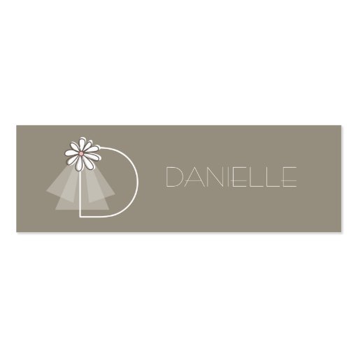 Bride's Veil Daisy Flower Monogram Bridal Gift Tag Business Cards (front side)