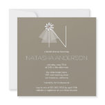 Bride's Veil Daisy Flower Monogram Bridal Shower invitations