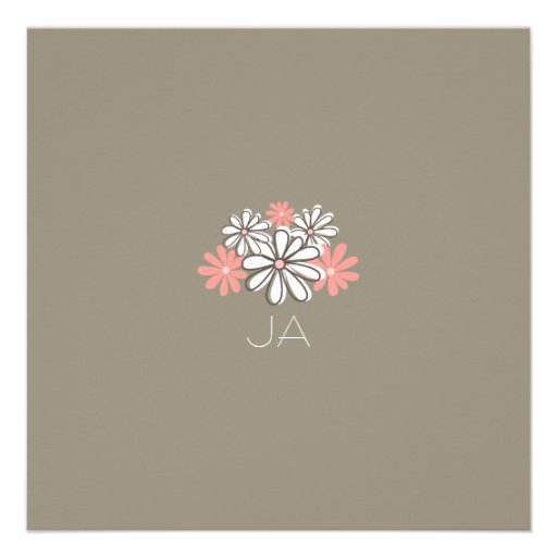 Bride's Veil Daisy Flower Monogram Bridal Shower Custom Announcement