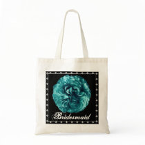 BRIDESMAID Aqua Blue Rose Wedding Favor Bag