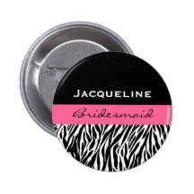 Bridesmaid Black White Pink  Modern Zebra Print