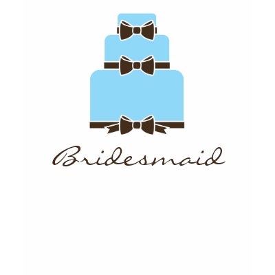 BRIDESMAID Blue and Brown Wedding Cake T Shirts by realMOB