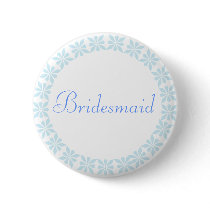 Bridesmaid Blue Flowers I.D. Button by indolilly Bridesmaid Blue Flowers I.D. Button