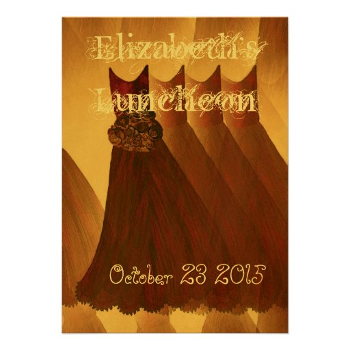 Bridesmaid Brunch Chocolate Gold Dresses Metallic Announcement
