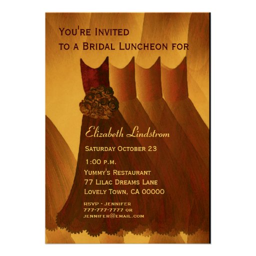 Bridesmaid Brunch Chocolate Gold Dresses Metallic Announcement (front side)