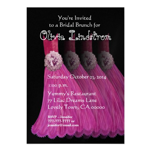 Bridesmaid Brunch Pink Dresses Metallic Paper Personalized Announcements