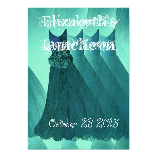 Bridesmaid Brunch Teal Green Dresses Metallic Announcement