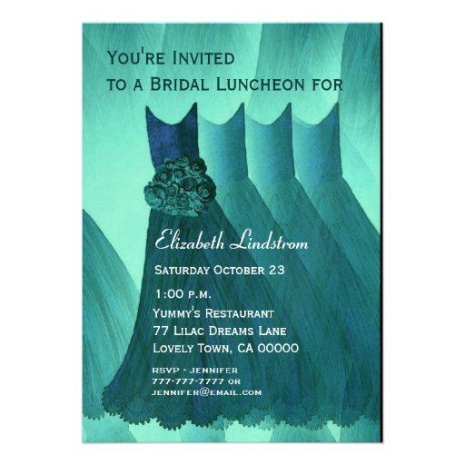 Bridesmaid Brunch Teal Green Dresses Metallic Announcement