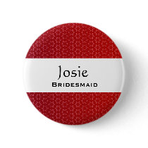 Bridesmaid Button Red Star Pattern