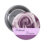 BRIDESMAID Button with LILAC PURPLE Rose