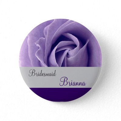 BRIDESMAID Button with PURPLE Rose