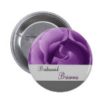 BRIDESMAID Button with PURPLE Rose
