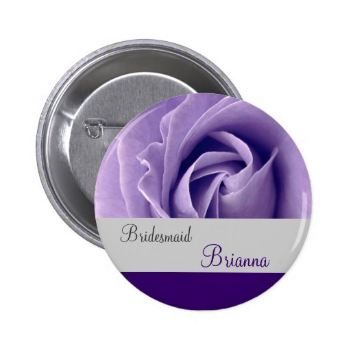 BRIDESMAID Button with PURPLE Rose