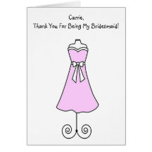 Bridesmaid Card With Pink Dress