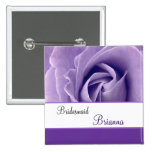 BRIDESMAID Custom Name Lavender Purple Rose Buttons