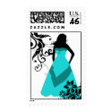 bridesmaid : flowered silhouette : postage