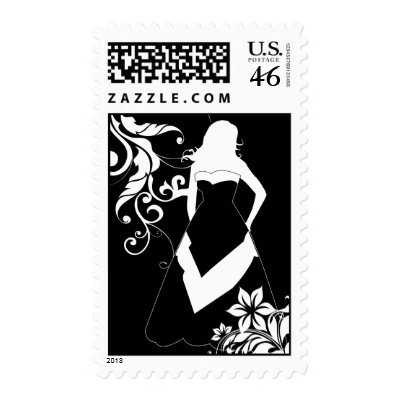 bridesmaid : flowered silhouette : postage