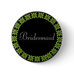 Bridesmaid Green Flowers I.D. Button