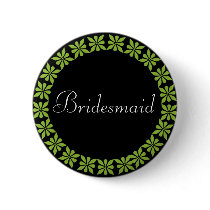 Bridesmaid Green Flowers I.D. Button by indolilly Bridesmaid Green Flowers I.D. Button