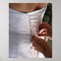 Bridesmaid hand lacing wedding dress photograph print