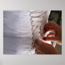 Bridesmaid hand lacing wedding dress photograph print