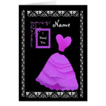 BRIDESMAID Inviation PURPLE Frilly Gown cards