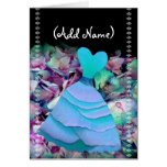 Bridesmaid Invitation BLUE Gown on Flower Cloud cards