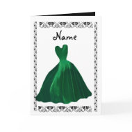 BRIDESMAID Invitation - HUNTER GREEN Leaf Gown card