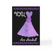 BRIDESMAID Invitation PURPLE Gown Card