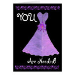 BRIDESMAID Invitation PURPLE Gown cards