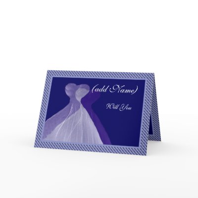 Bridesmaid Invitation - Royal Blue & Violet Gowns Cards by JaclinArt