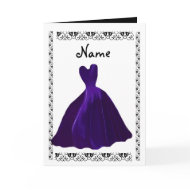 BRIDESMAID Invitation - ROYAL PURPLE Leaf Gown card