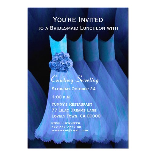 Bridesmaid Luncheon Blue Dresses V11 Custom Invites