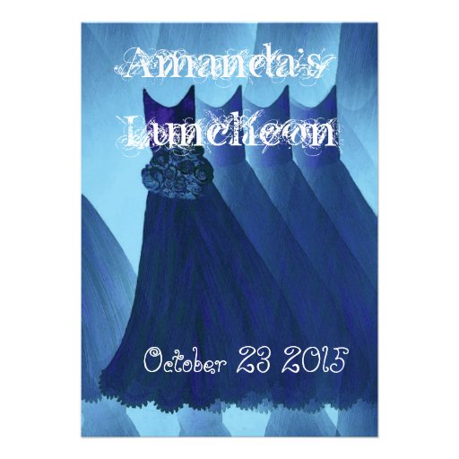 Bridesmaid Luncheon or Brunch Blue Dresses G569 Personalized Announcement