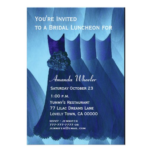 Bridesmaid Luncheon or Brunch Blue Dresses G569 Personalized Announcement
