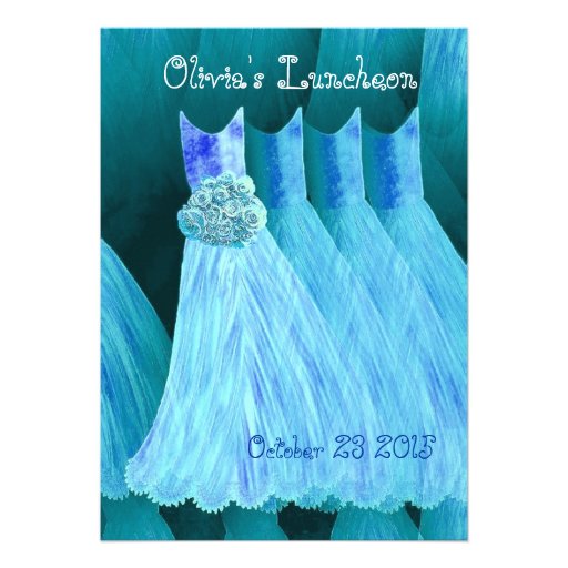 Bridesmaid Luncheon or Brunch Blue Dresses V05 Custom Invites