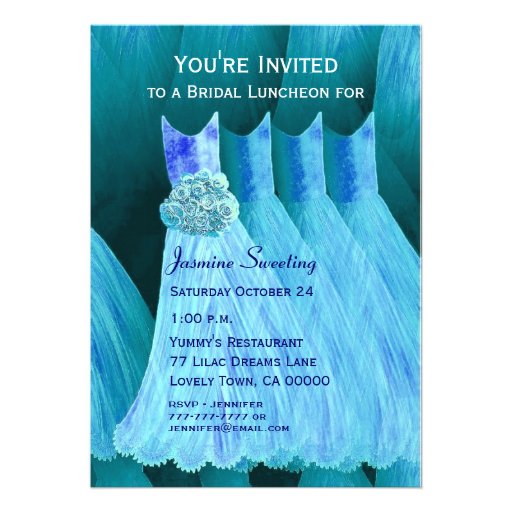Bridesmaid Luncheon or Brunch Blue Dresses V05 Custom Invites