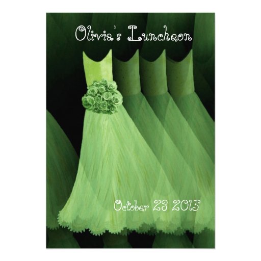 Bridesmaid Luncheon or Brunch Green Dresses V03 Invite