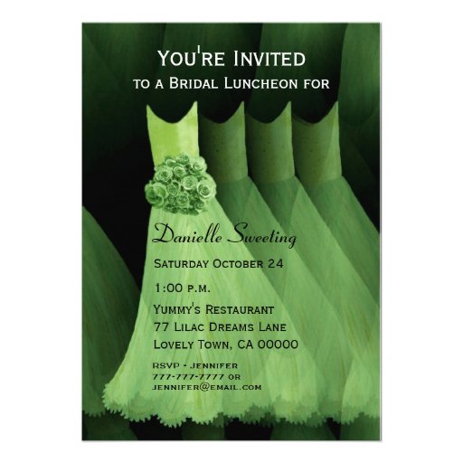 Bridesmaid Luncheon or Brunch Green Dresses V03 Invite