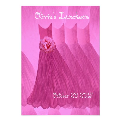 Bridesmaid Luncheon or Brunch Pink Dresses V07 Cards