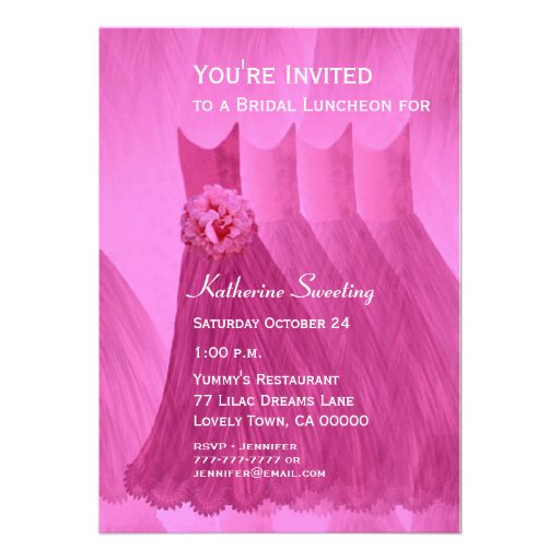 Bridesmaid Luncheon or Brunch Pink Dresses V07 Cards