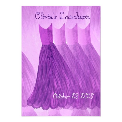Bridesmaid Luncheon or Brunch Purple Dresses Personalized Invites